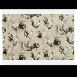 FARMHOUSE ROOSTER WATERCOLOR PLACEMAT SET OF 6! BNWT SO RETIRED